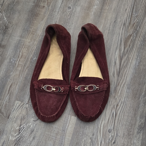 Coach Shoes - Coach Burgundy Suede Bit-Detail Flats